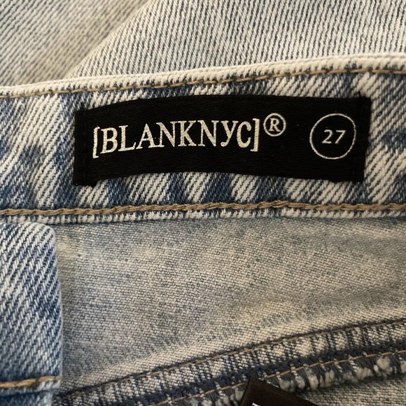 NEW BLANKNYC WOMENS BLUE FLAT FRONT CURVED INSET POCKET DENIM MINI SKIRT SIZE 27 - Picture 8 of 10